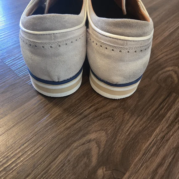 Cream Suede Bacco Bucci Wingtip Shoes Size 11.5 Mens - Picture 4 of 11